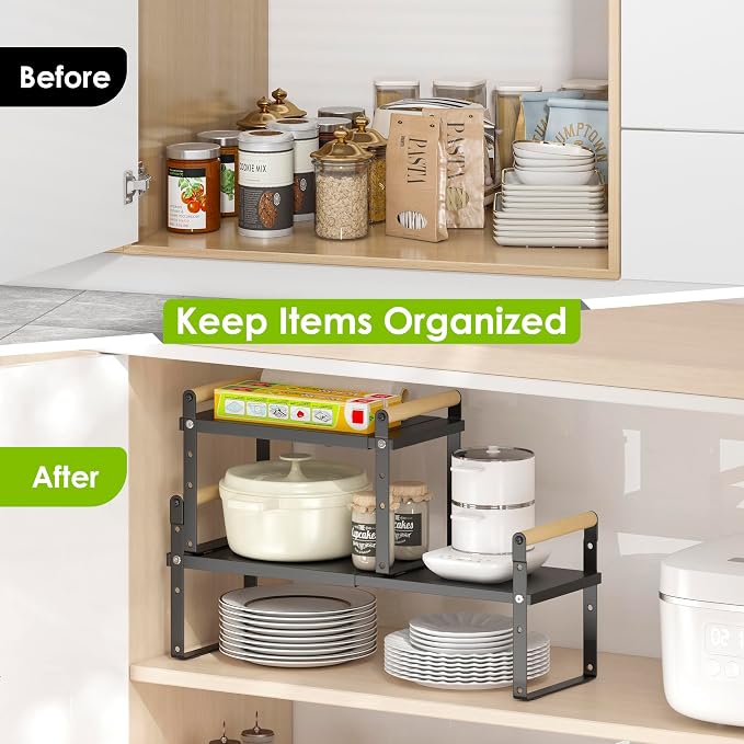 DOLALIKE Expandable kitchen Countertop Organizer, Stackable Cabinet Shelf - Image 3