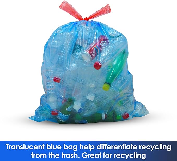 13 Gallon Recycling Trash Bags, Unscented 200 Count Drawstring Tall Kitchen - Image 4