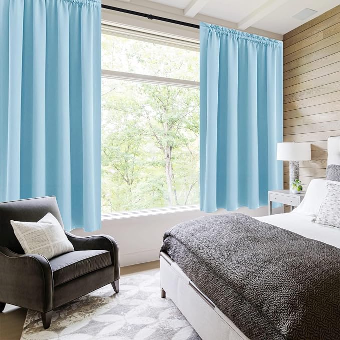 DWCN Light Blue Room Darkening Blackout Curtains - Image 2