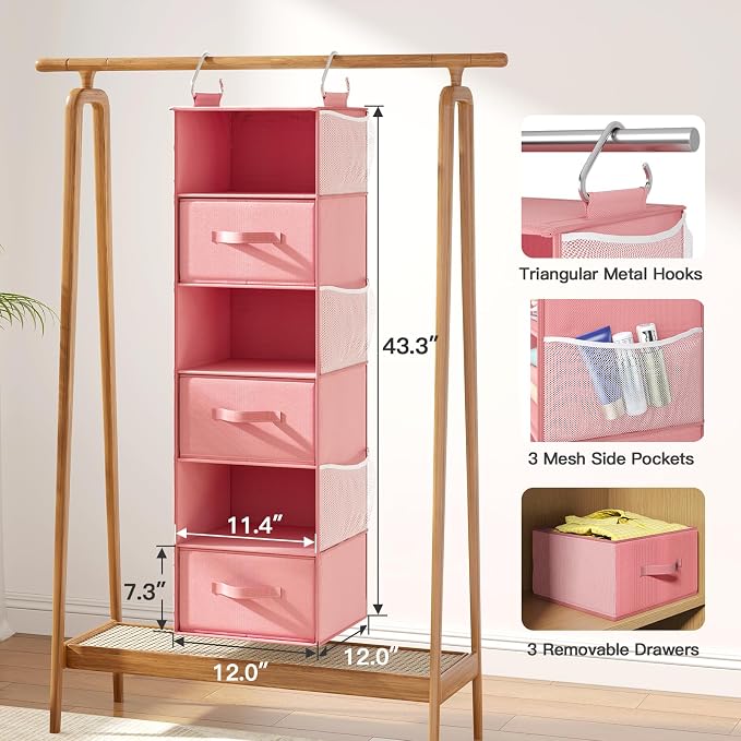 Pipishell Hanging Closet Organizer 6-Shelf, Hanging Shelves - Image 2