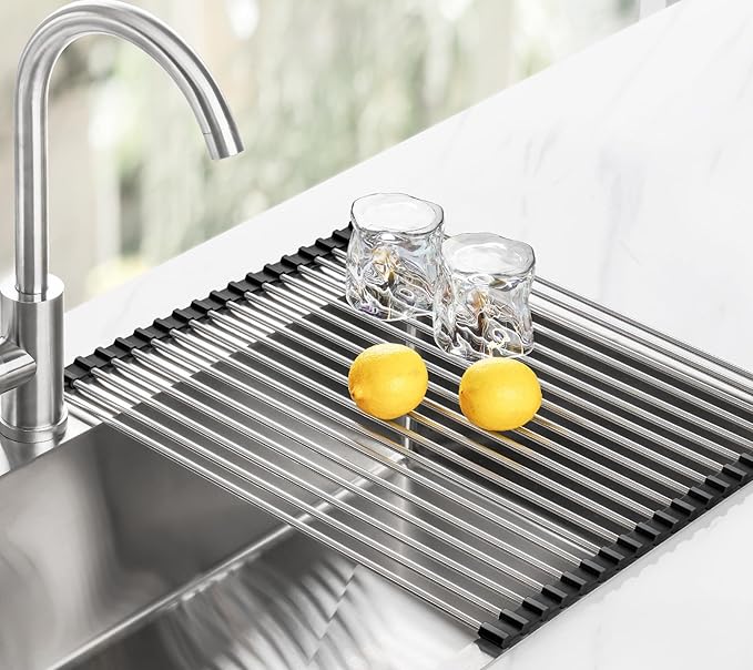 Tomorotec 17.7" x 15.5" Roll Up Dish Drying Rack Over Sink Drying Rack Sink - Image 9
