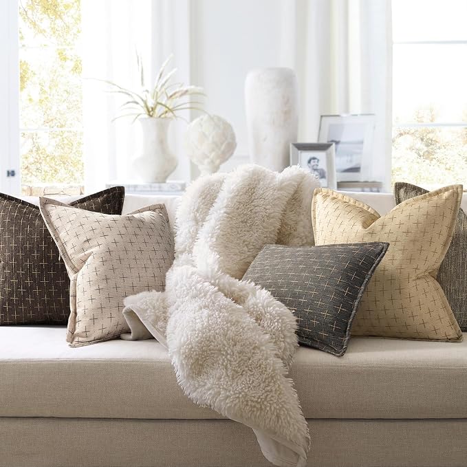 ZWJD Pillow Covers 26x26 Set of 2 Soft Polyester Textured Pillow Covers - Image 6