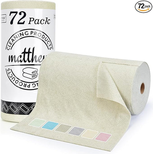Matthew Microfiber Cleaning Cloth Roll 72Pack Reusable Paper Towels&Washable by MATTHEWCLEANINGPRODUCTS