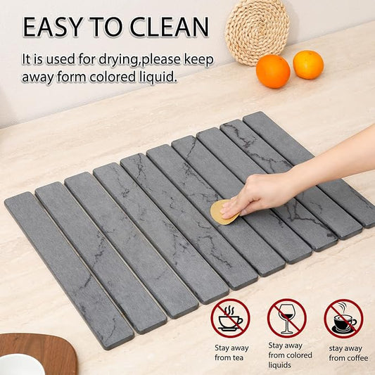 Stone Drying Mat for Kitchen Counter 24"×16", Large Dish Drying Mat - Image 2
