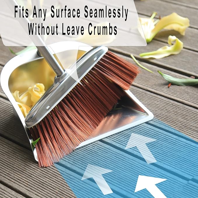 Broom and Dustpan Set for Home, Heavy Duty Dustpans - Image 5