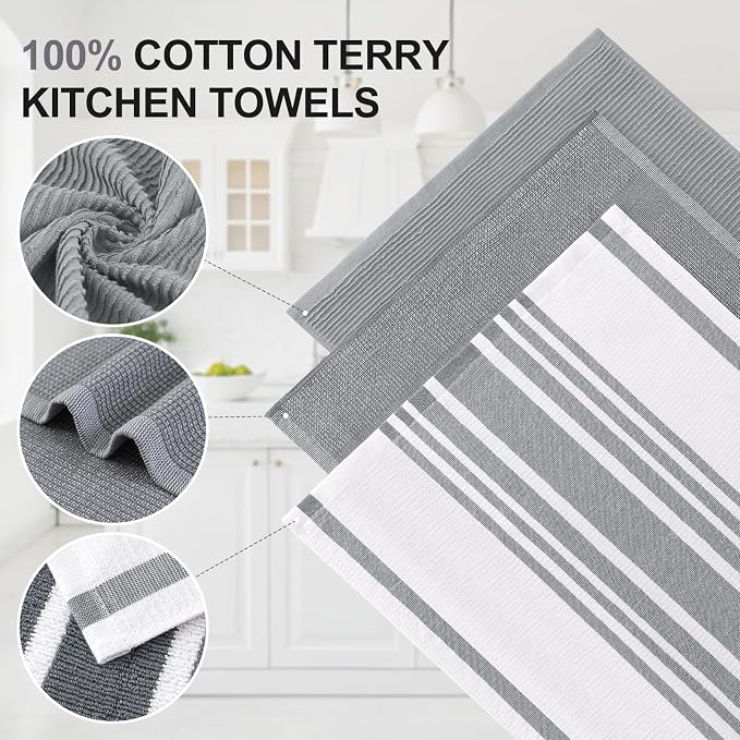 Homaxy Premium Kitchen Towels, Large Cotton 380 GSM Kitchen Hand Towels - Image 2