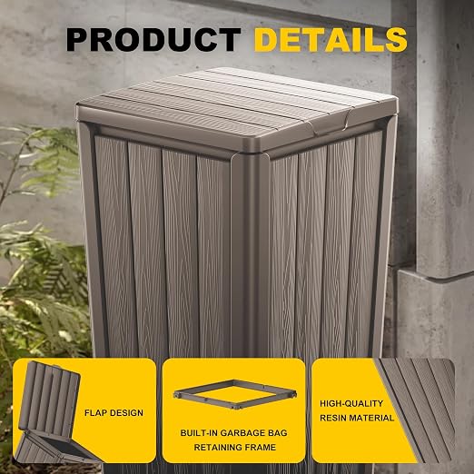 EasyUp Outdoor Trash Can with Lid, Waterproof and Sunscreen Resin Garbage Cans - Image 5