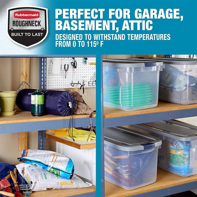 Rubbermaid Roughneck Clear 95 Qt/23.75 Gal Storage Containers, Visible Base - Image 6