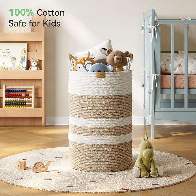 75L Striped Laundry Hamper - Image 3