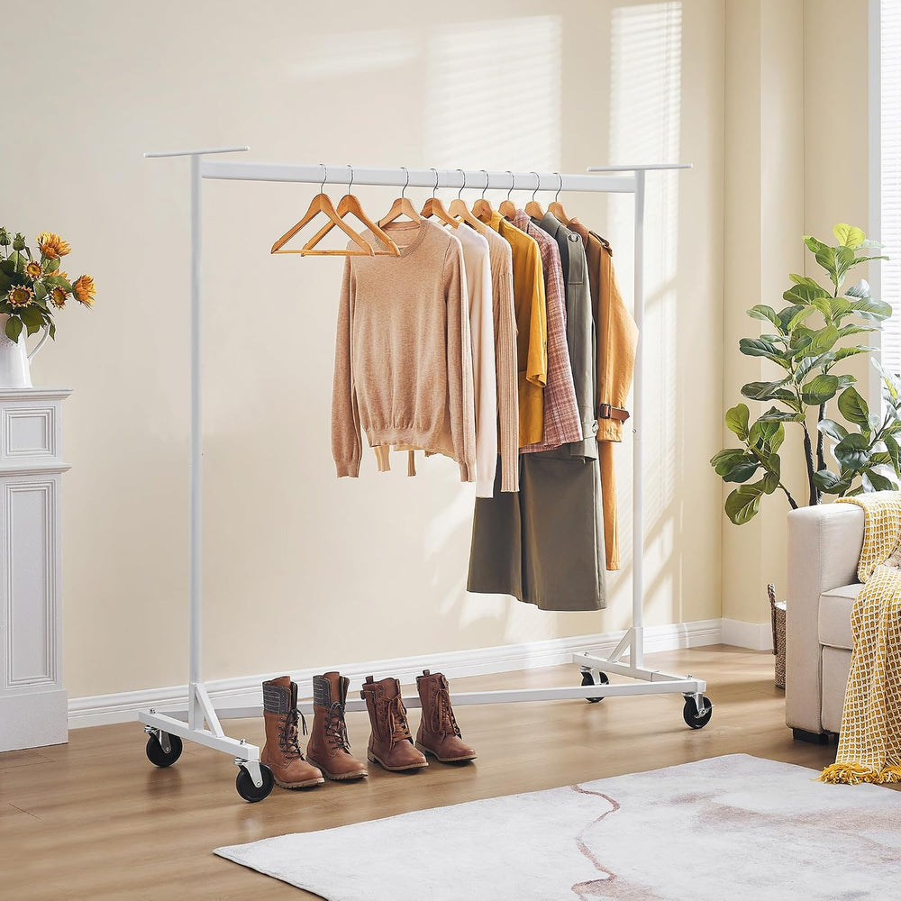 Hoctieon Z Clothes Rack with Cover, Metal Heavy Duty Clothing Rack, Rolling G...