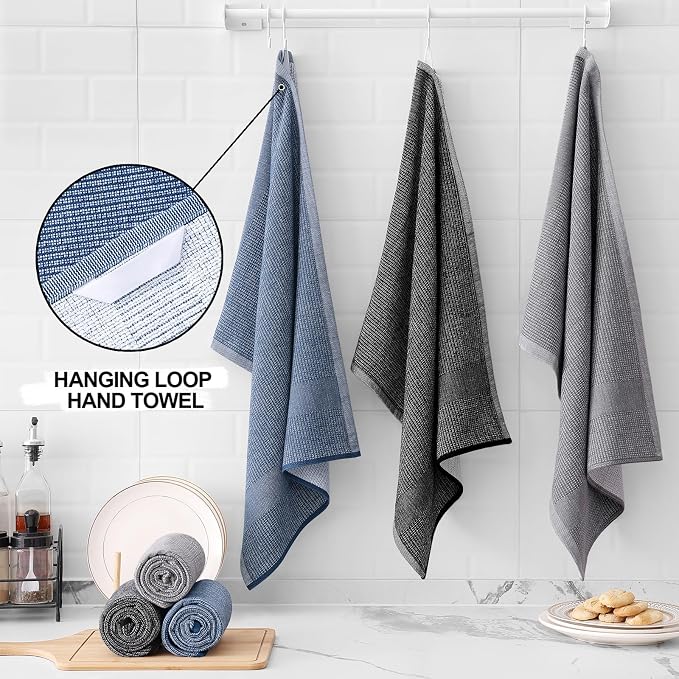 Homaxy Premium Kitchen Towels, Large Cotton Kitchen Hand Towels, Flat and Terry - Image 3