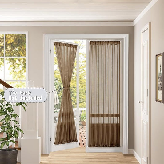Tollpiz Sheer Door Curtains Closet Linen Textured Curtains Sheer Doorway Light - Image 2