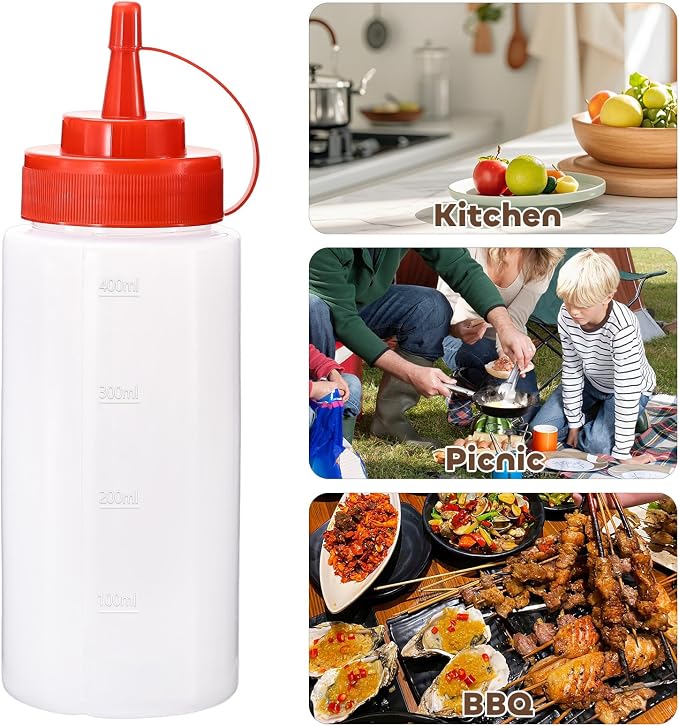 Condiment Squeeze Bottles Ketchup Dispenser, 2 Pack 16oz Squeeze Bottles - Image 6