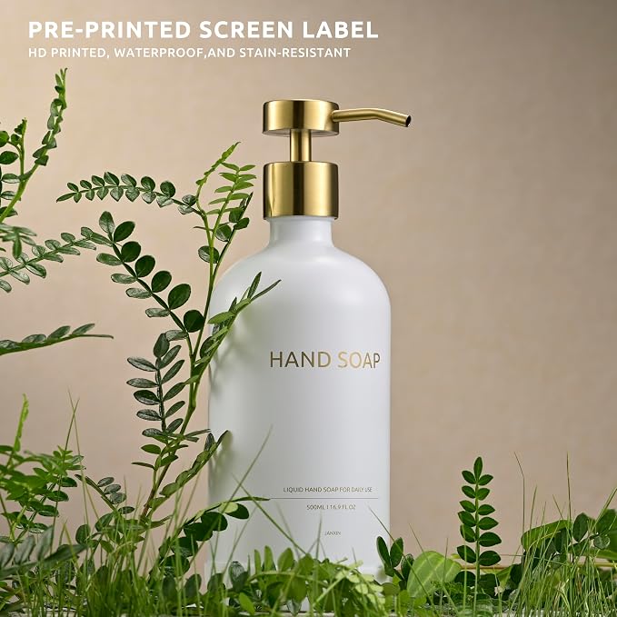 Glass Soap Dispenser Set by Janxin, Bathroom Soap Dispenser Set - Image 3