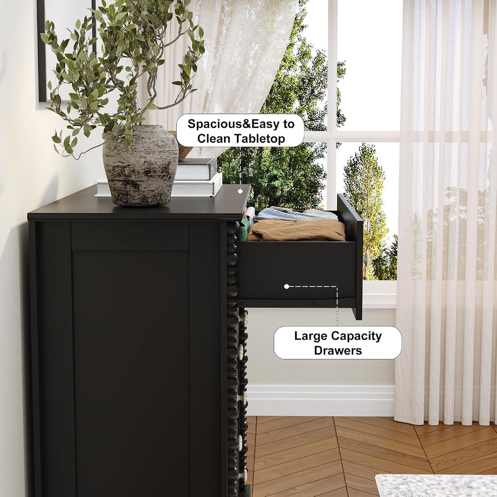 Dresser for Bedroom, 37" Tall Dresser with 4 Drawers, Black