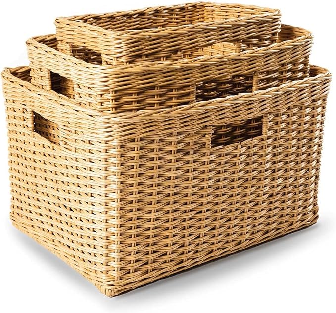 The Basket Lady Tall Rectangular Wicker Storage Basket, 16.5 in L x 10.5 in W x - Image 2