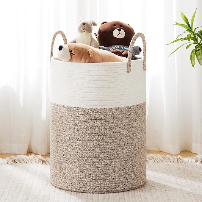YOUDENOVA Woven Rope Laundry Hamper Basket, 72L Tall Luandry Basket, Baby by YOUDENOVA
