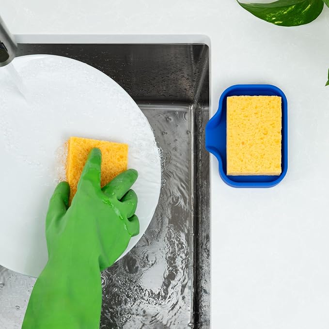 Zulay Kitchen Small Silicone Sponge Holder – Space-Saving Sink Organizer Tray - Image 3