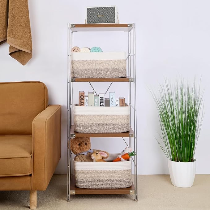 Large Storage Baskets for Organizing, Closet Shelf Baskets for Clothes Blanket - Image 4