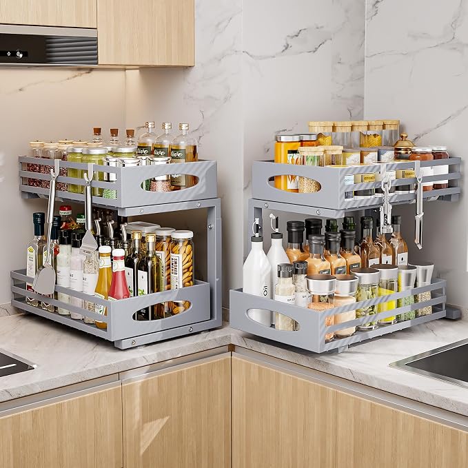 Under Sink Organizer, 2 Tier Under Sink Organizers and Storage, Adjustable - Image 2