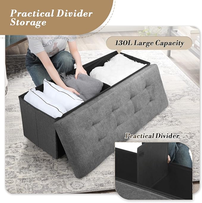 Athena Collection 43" Storage Ottoman Bench Folding Bench - Image 6