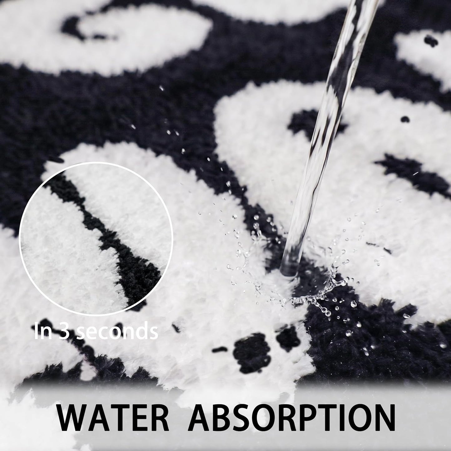 Black and White Get Naked Bath Mat 20"x32" – Non-Slip, Quick Absorbing Bathroom Rug, Funny Bathroom Decor for Home, Machine Washable & Easy Clean with Unique Letter Design (Black)