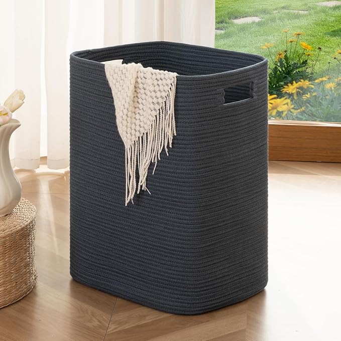 OIAHOMY Laundry Hamper, Laundry Basket，Rectangle Cotton Large Blanket Storage by MasterofSpaceOptimization