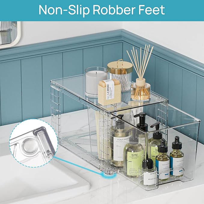 Vtopmart 6 Pack Clear Stackable Storage Drawers, Plastic Drawers - Image 5