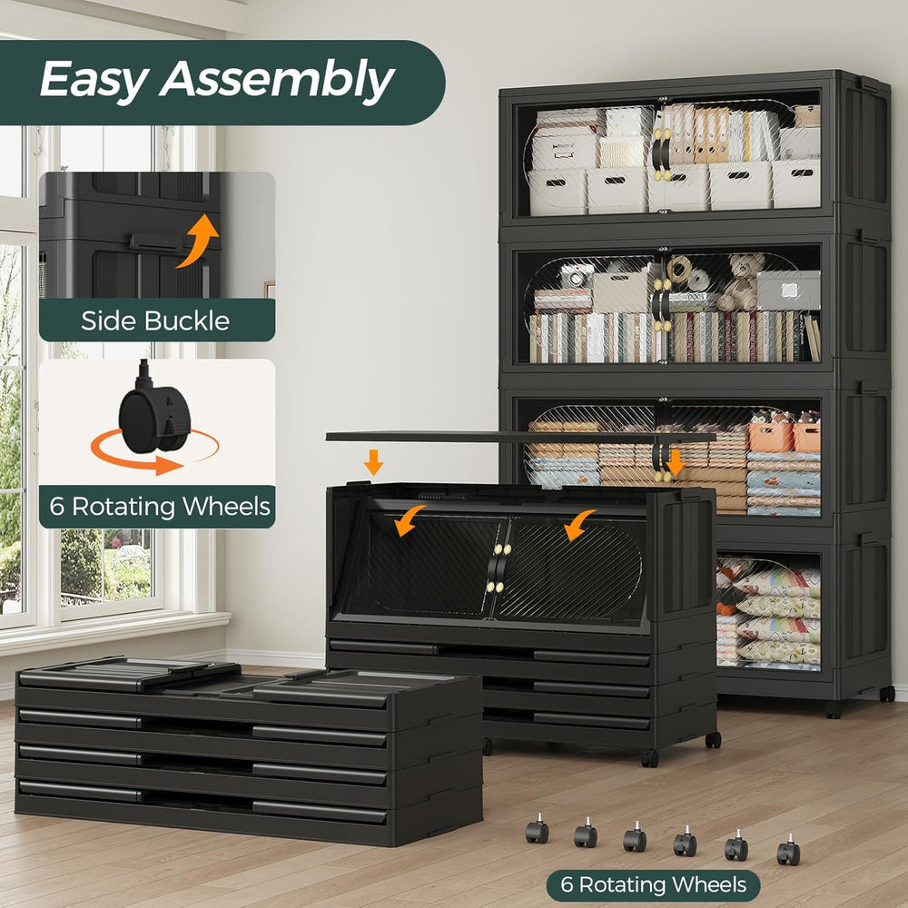 180Gal/720QT 3-Tiers Extra Large Stackable Storage Bins with Lid, Collapsible...
