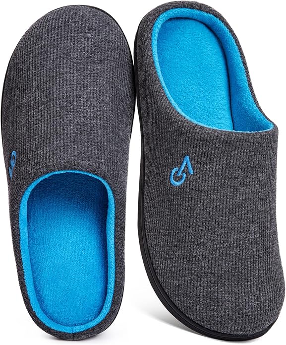 VeraCosy Men's Two-Tone Memory Foam House Slippers Indoor Outdoor Durable by VeraCosy