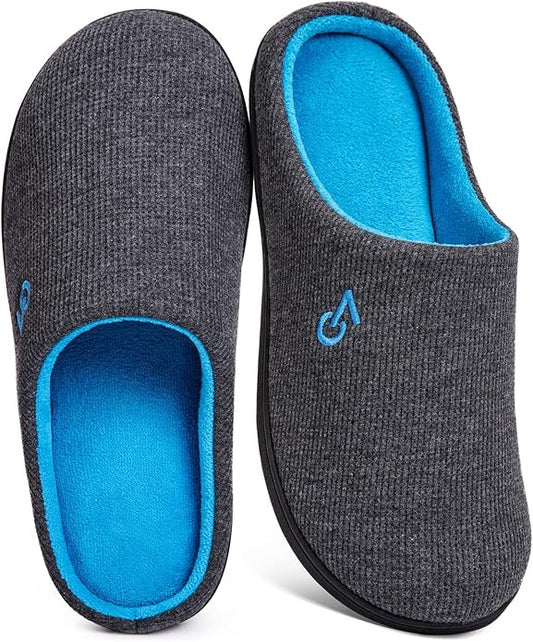 VeraCosy Men's Two-Tone Memory Foam House Slippers Indoor Outdoor Durable by VeraCosy