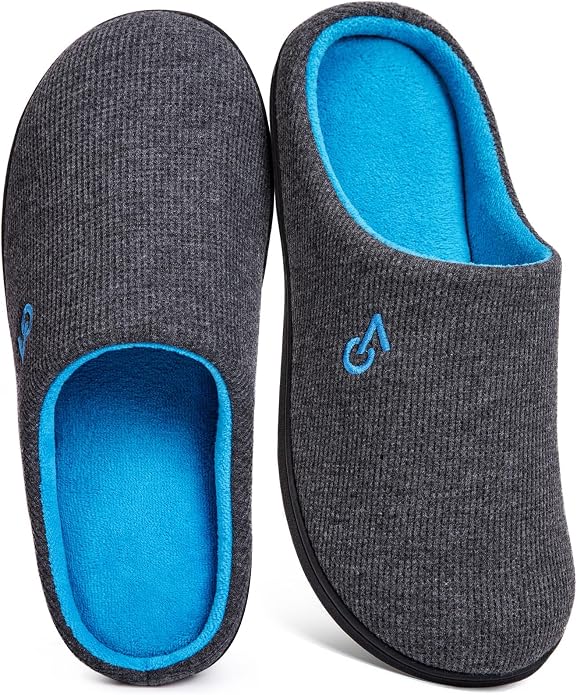 VeraCosy Men's Two-Tone Memory Foam House Slippers Indoor Outdoor Durable by VeraCosy