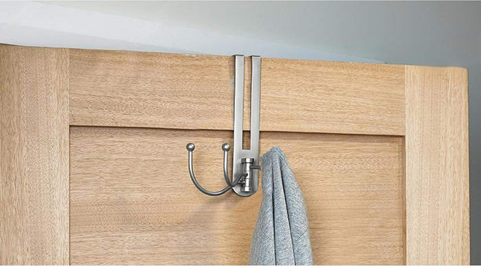 Rok Hardware Pearly Grey Over The Door 3 Prong Closet Coat Sweater Hat Tie Clothes Towel Swivel Hook Hanger ROKOTDHMN (2 Pack)