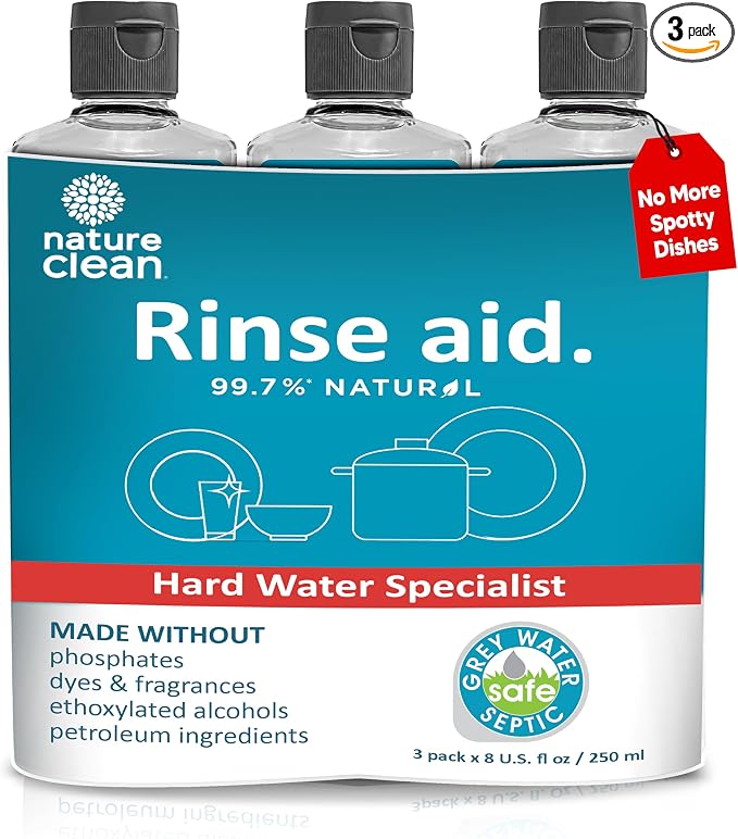 Nature Clean All Natural Dishwasher Rinse Aid Cleaner, Liquid Dishwasher Rinse by NatureClean