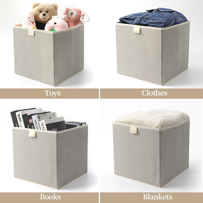 Storage Baskets, 11.8-Inch Woven Fabric Bins, Storage Cubes - Image 4