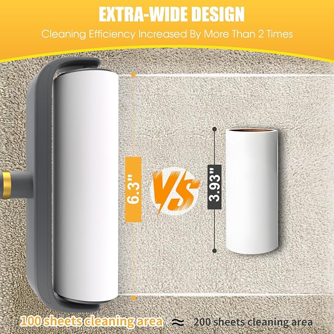 Large Surface Lint Roller, 6.3" Extra Sticky Rollers - Image 2
