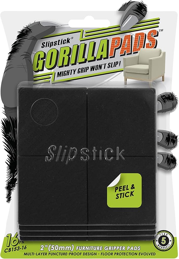 Slipstick GorillaPads Non Slip Furniture Pads/Gripper Feet Floor Protectors by Slipstick