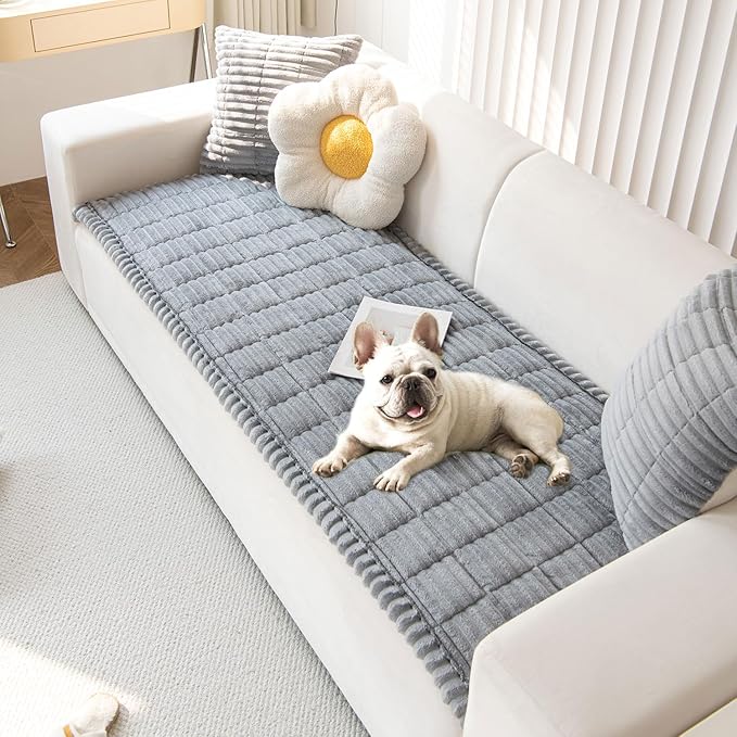 OTOB Couch Covers for 3 Cushion Sofa Pet Friendly, Plush Fuzzy Non Slip Sofa by OTOB