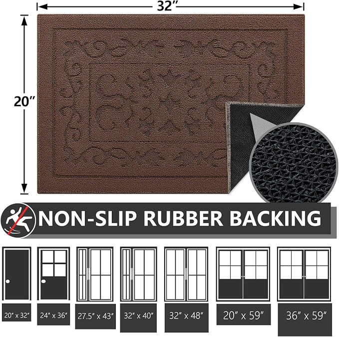 FONEYI Indoor Door Mat 20" x 32", Dirt Trapper Door Mats Non-Slip Entryway Rugs - Image 2