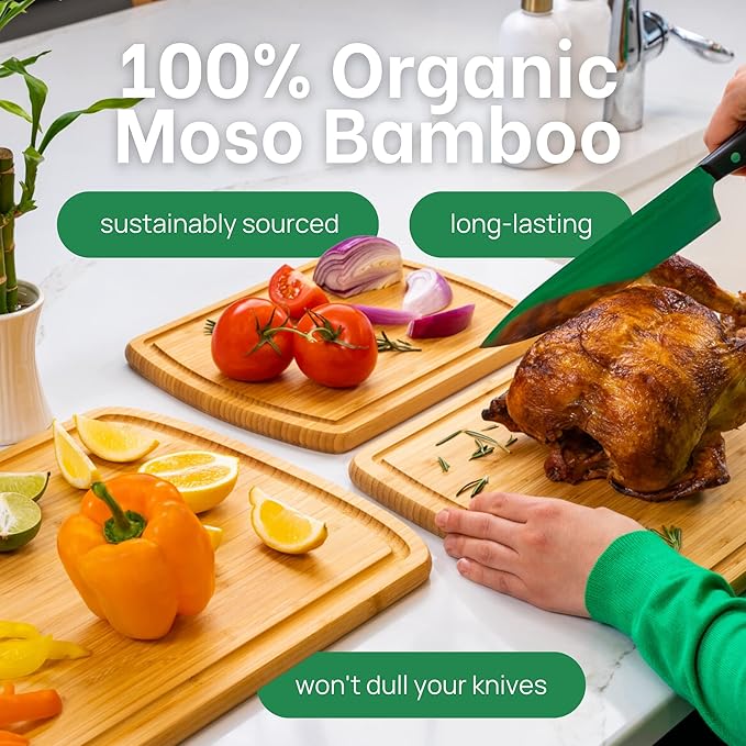 Wood Cutting Boards for Kitchen for Chopping Vegetables, Carving Meat, Slicing - Image 2