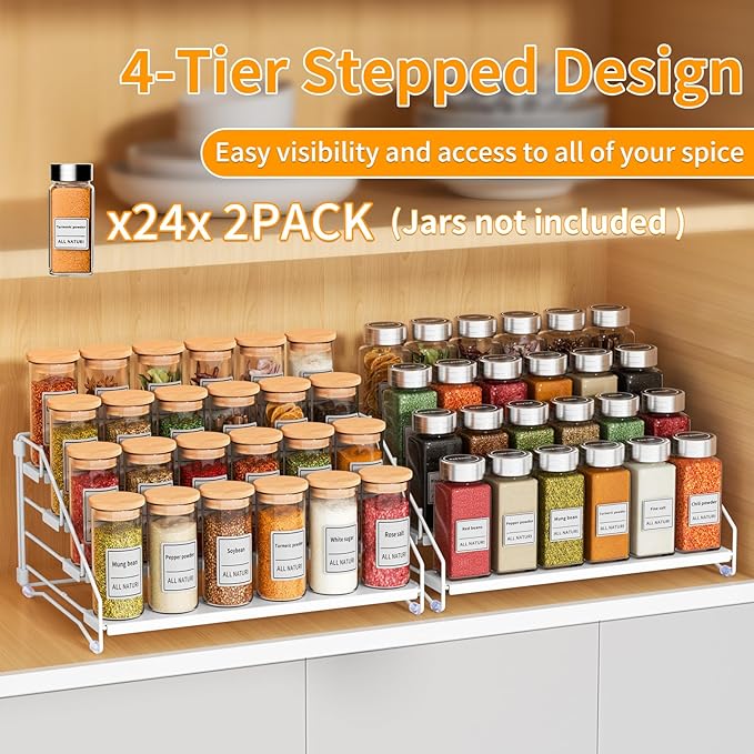 RCHYFEED Spice Rack Organizer for Cabinet, 4 Tier Spice Organization for - Image 2