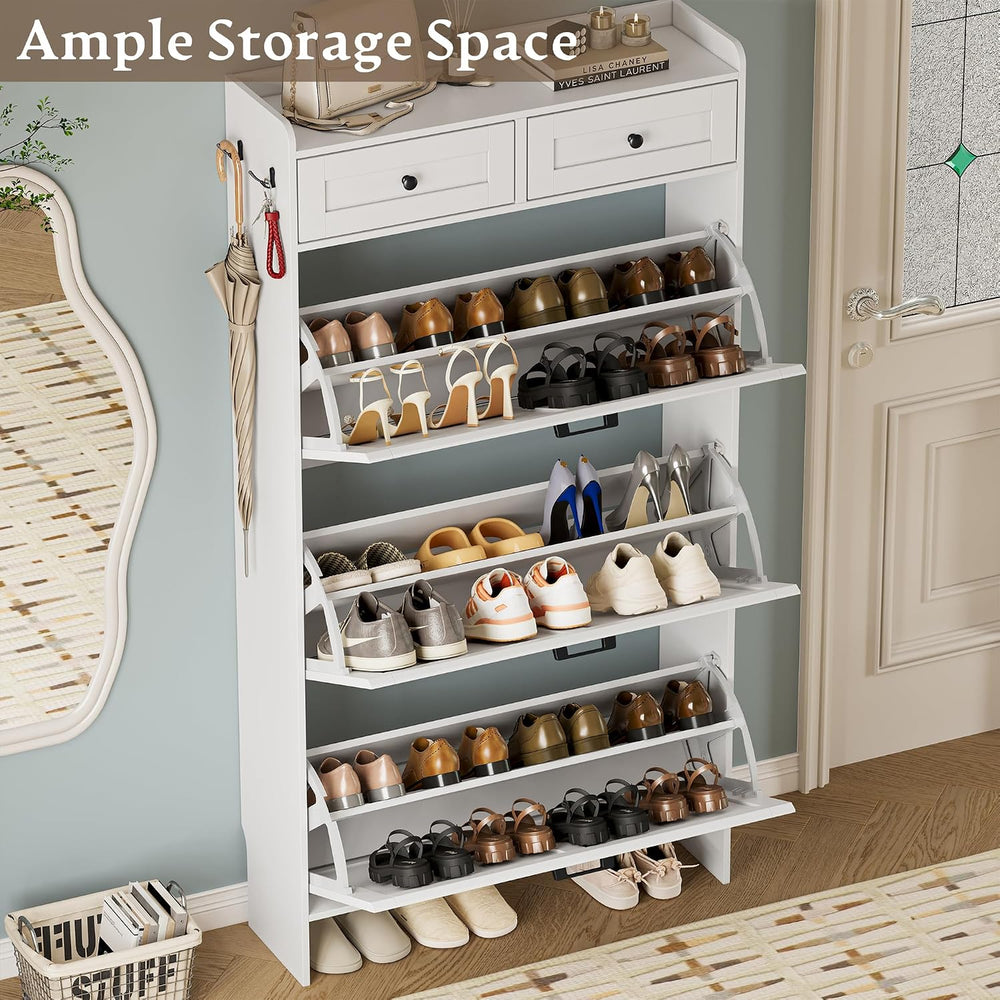 BORNOON Shoe Storage Cabinet for Entryway, Farmhouse Narrow Shoe Cabinet with...