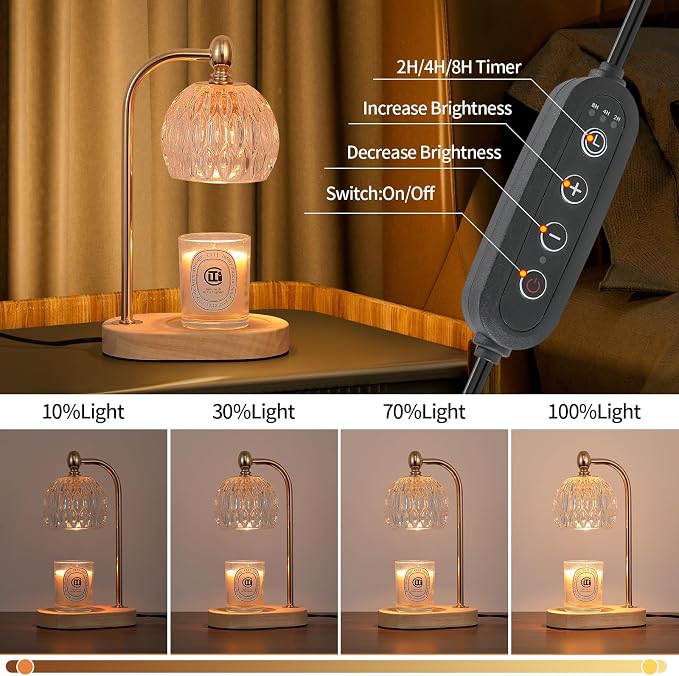 Candle Warmer Lamp with Timer and Dimmer, Flameless Electric Wax Melt Warmer - Image 3