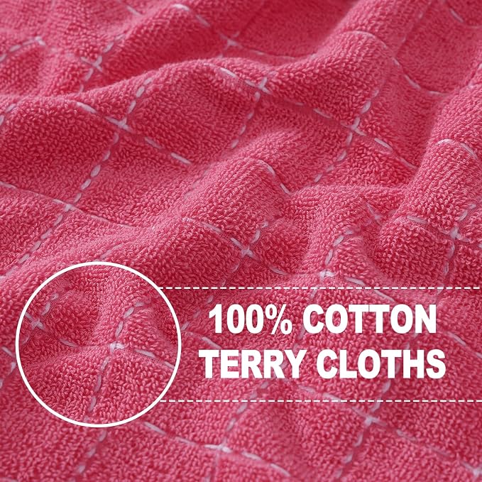 Homaxy 100% Cotton Terry Kitchen Towels, Checkered Designed, Soft and Super - Image 2