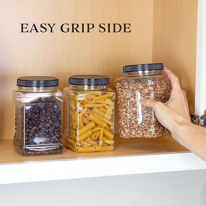 Cornucopia Brands 48oz Square Plastic Jars; Clear Rectangular 6-Cup Canisters - Image 3