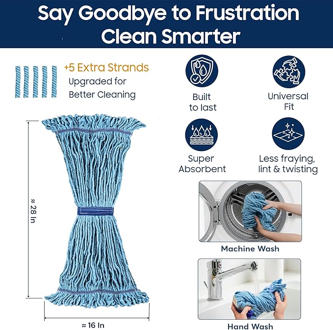 3 Packs Commercial Mop Head Replacement, Mop Heads Replacements – Heavy Duty - Image 2