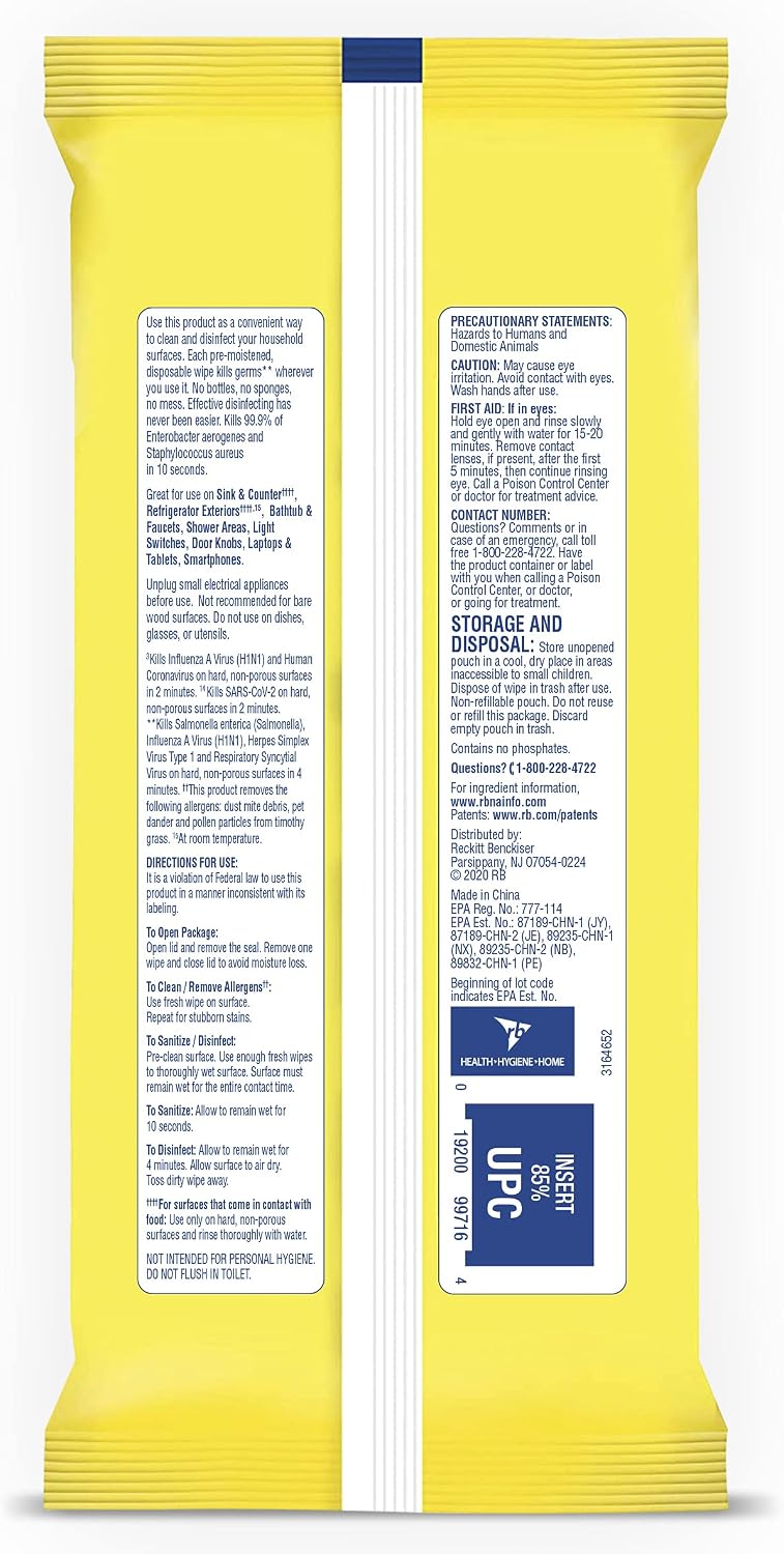 Lysol Disinfectant Handi-Pack Wipes, Multi-Surface Antibacterial Cleaning Wipes, for Disinfecting and Cleaning, Lemon and Lime Blossom, 480 Count (Pack of 6)