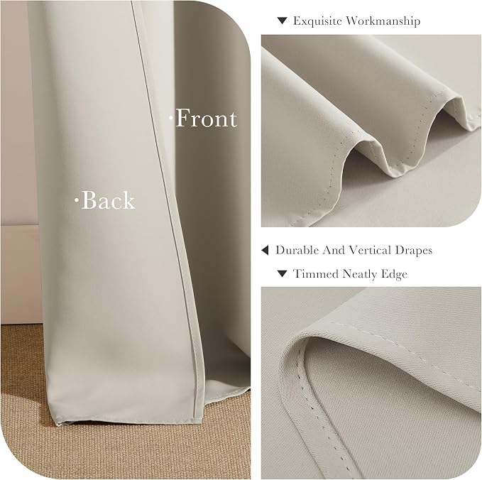 PONY DANCE Cream Blackout Curtains 45 inch Length 2 Panel Set- Thermal - Image 5