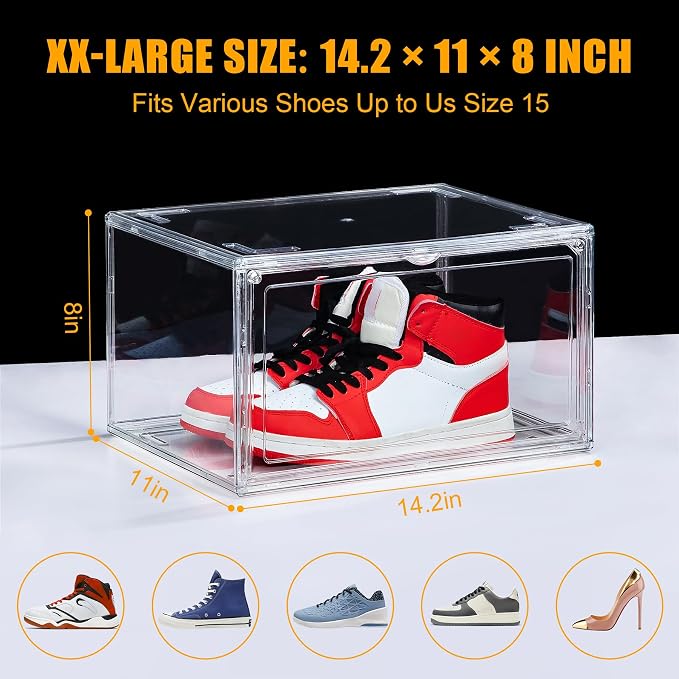 NYZE 3 Pack Acrylic Shoe Boxes Side Open, Shoe Storage Organizer - Image 2