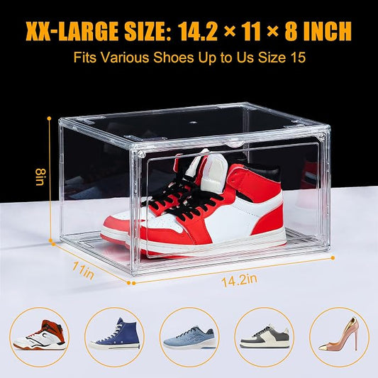 NYZE 12 Pack Acrylic Shoe Boxes Side Open, Shoe Storage Organizer - Image 2